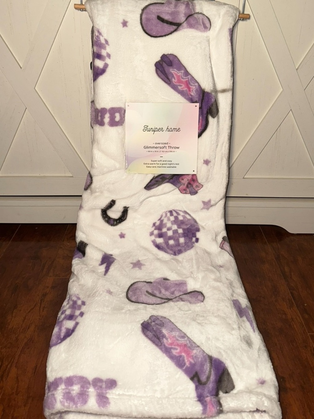 Juniper Home Purple Disco Cowgirl Plush Throw Blanket